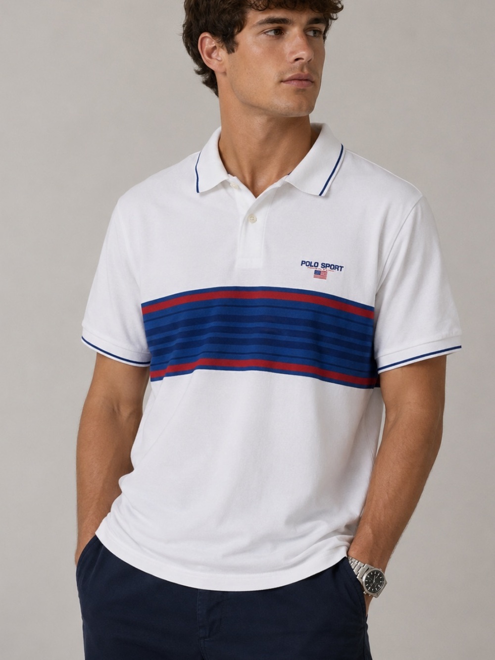 Polo Sport by Ralph Lauren Men's vintage 90’s White Polo Shirt XXL 54700